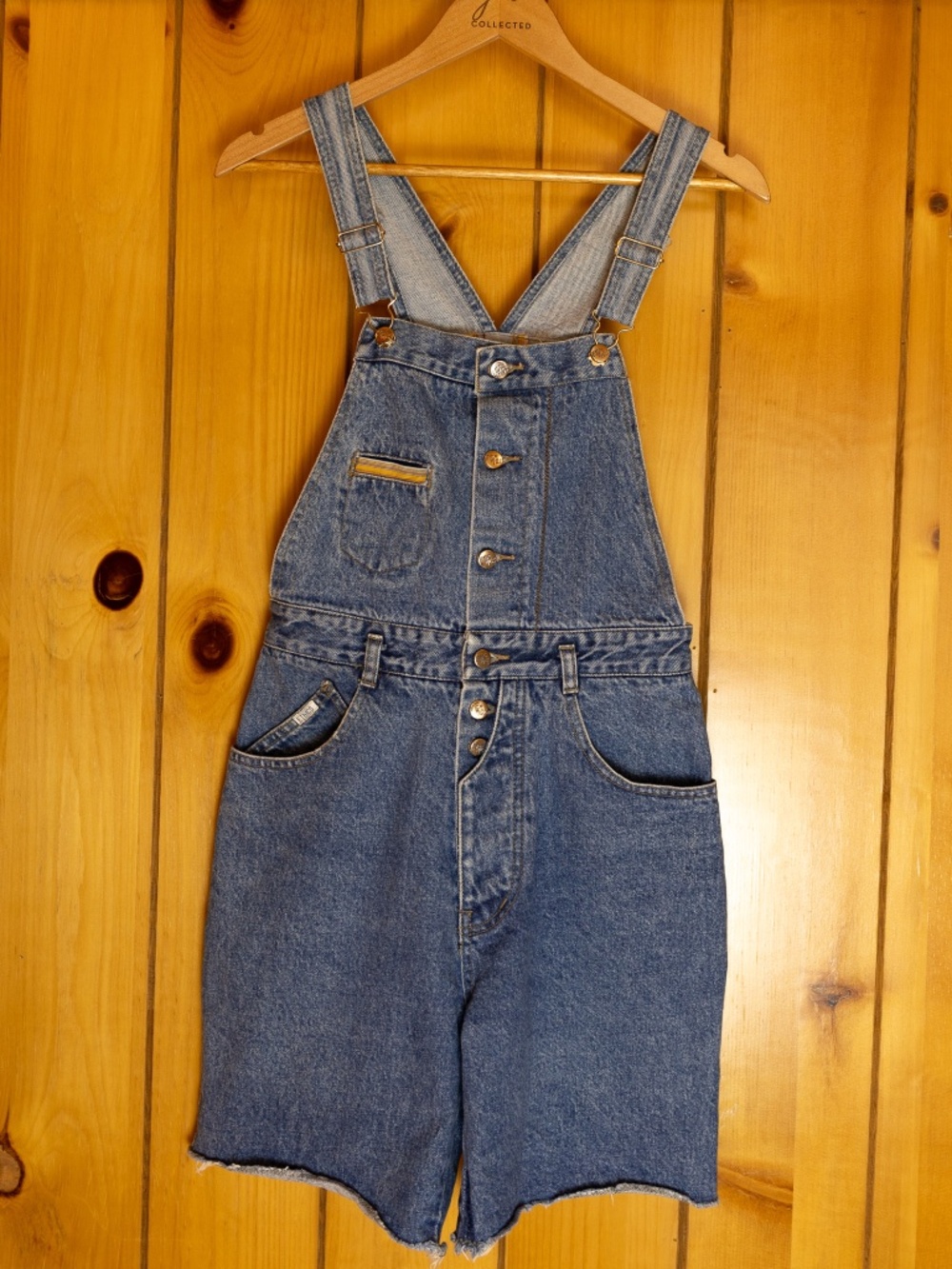 Rare Vintage 90s Ethics Denim Shortalls Baseball Print W28